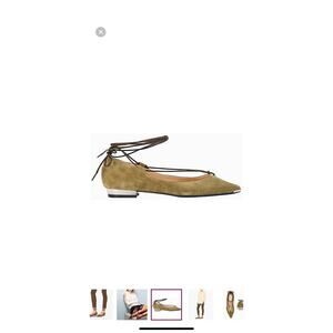 Barbara Bui Paris olive suede lace-up flats. Made in Italy Size 38